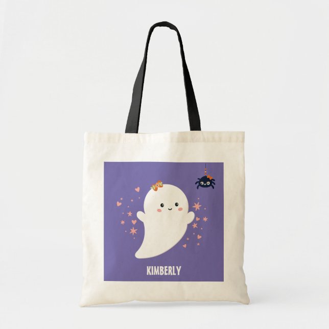 Bolsa Tote Fantasma Bonito Personalizado Halloween (Frente)