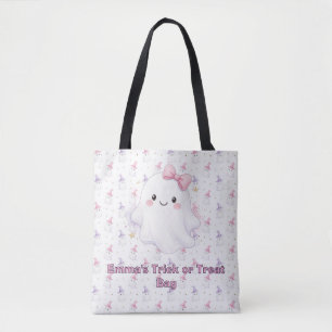 Bolsa Tote Fantasma Cor-de-Rosa do Dia das Bruxas, Truque ou