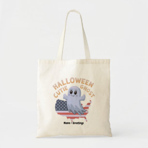 Bolsa Tote Fantasma Cute do Dia das Bruxas Bandeira dos EUA K
