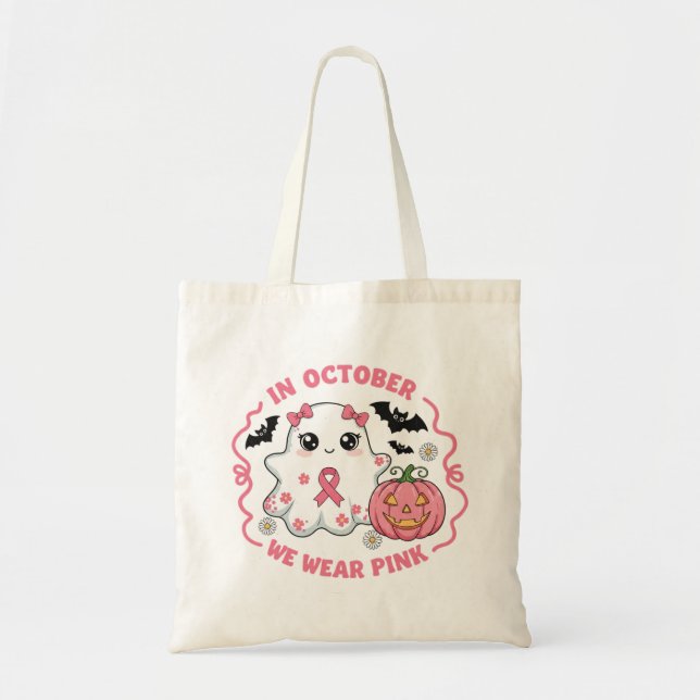 Bolsa Tote Fantasma da Consciência do Cancer do Halloween (Frente)