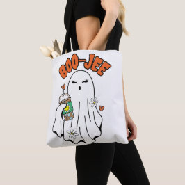 Bolsa Tote Fantasma de Boo-Jee Halloween com café gelado na m