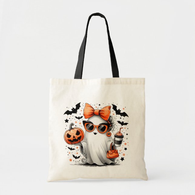 Bolsa Tote Fantasma de Dia de as Bruxas engraçado Canto (Frente)