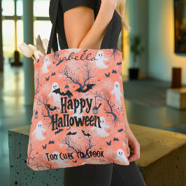Bolsa Tote Fantasma de Halloween Fofo e Personalizável com Mo