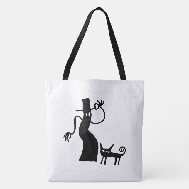 Bolsa Tote Fantasma e Gato Whimsical (Frente)