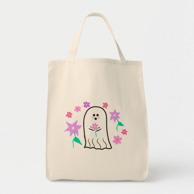 Bolsa Tote Fantasma em Jardim Flor (Frente)