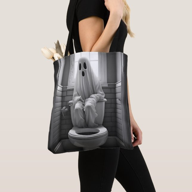 Bolsa Tote Fantasma engraçado sentado no banheiro (Close Up)