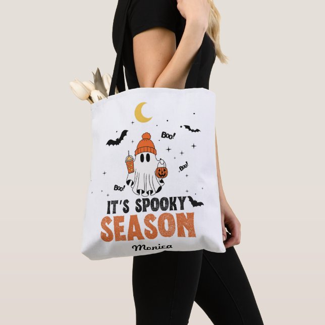Bolsa Tote Fantasma Fofo É Temporada Assustadora Personalizad (Close Up)