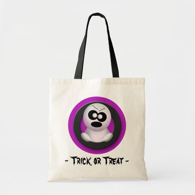 Bolsa Tote Fantasma Irritado - Truque Roxo ou Saco de Dia das (Frente)