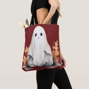 Bolsa Tote Fantasma Super Fofo Deixa o Outono Vermelho no Hal
