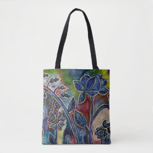 Bolsa Tote Fantasmagórica Lotus Flower Garden Arte Original