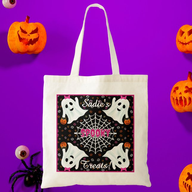 Bolsa Tote Fantasmas bonitos Jack o lanternas Cobweb (Criador carregado)