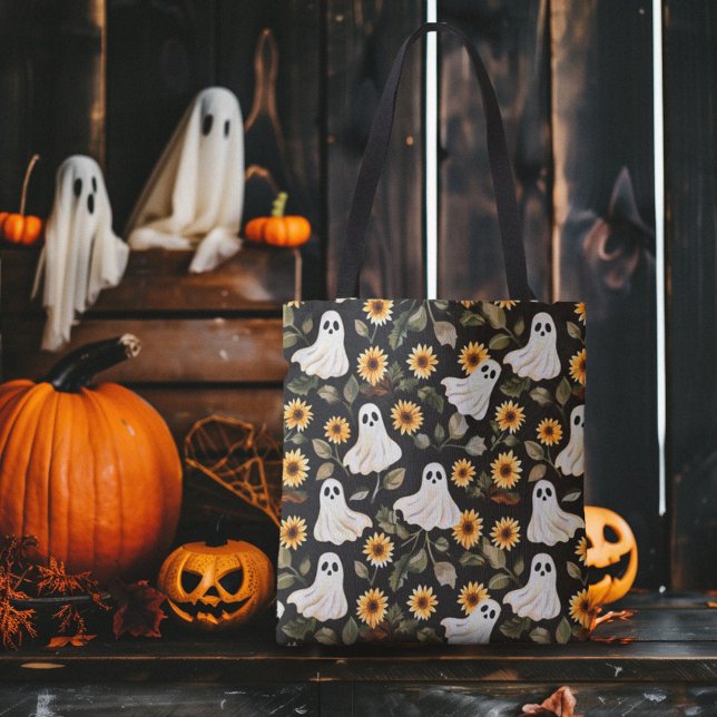 Bolsa Tote Fantasmas do Gótico de Verão e Girassóis Spooky (Criador carregado)