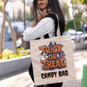 Bolsa Tote Fantasmas e abóboras no Halloween