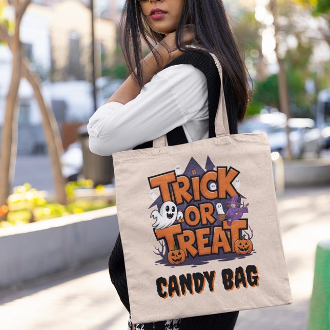 Bolsa Tote Fantasmas e abóboras no Halloween (Criador carregado)
