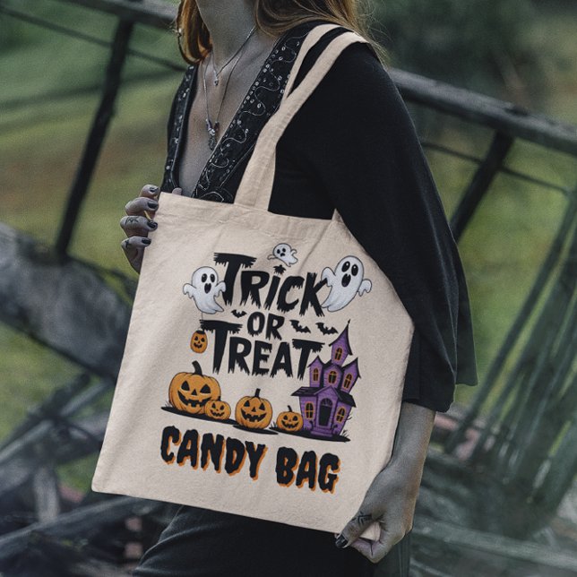Bolsa Tote Fantasmas e abóboras para diversão de Halloween! (Criador carregado)