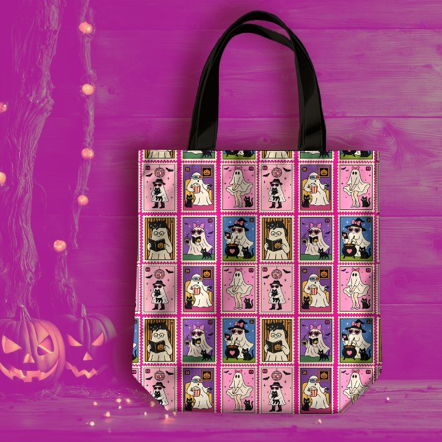 Bolsa Tote Fantasmas e Gatos Bonitos Póstolos Póspalos (Criador carregado)