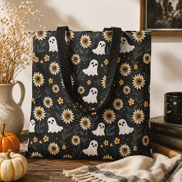 Bolsa Tote Fantasmas Fofos & Girassóis Verão Assustador