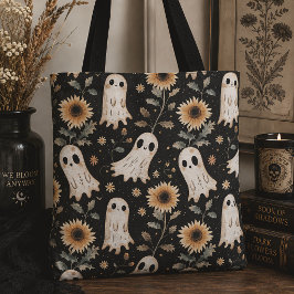 Bolsa Tote Fantasmas Góticos de Verão & Girassóis Floral Assu