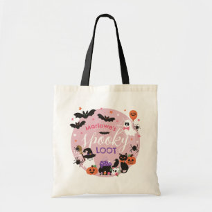 Bolsa Tote Fantasmas Rosa Bats Spooky Loot Girl Halloween