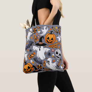 Bolsa Tote Fantasmas Spooky e Monstros Cute Assustadores