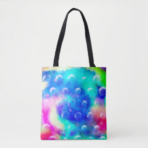 Bolsa Tote Fantástico abstrato de bolhas moderno azul tendênc