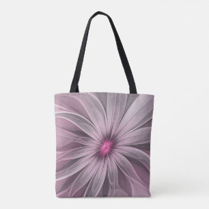 Bolsa Tote Fantasy Abstrato Plum Floral Arte Fractal