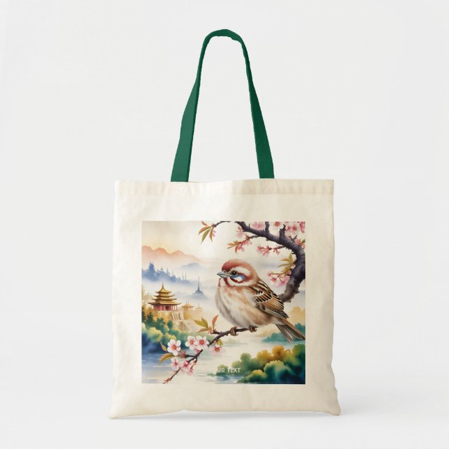 Bolsa Tote Fantasy Blossom de Ave Chinês Bonito (Frente)