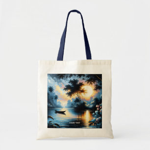 Bolsa Tote Fantasy Cute Boat Sunset Lake