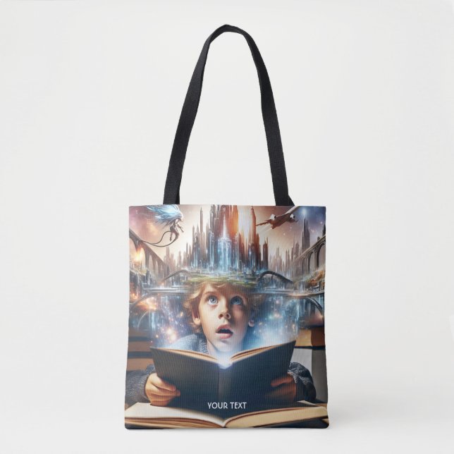 Bolsa Tote Fantasy Cute Boy City Book (Frente)