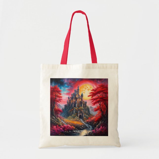 Bolsa Tote Fantasy Cute Castle Moon Trees (Frente)
