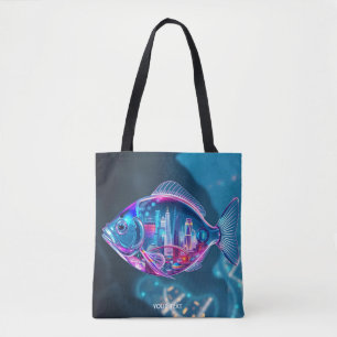 Bolsa Tote Fantasy Cute Glass Fish City