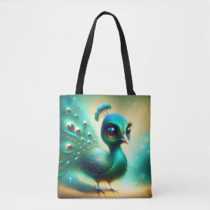 Bolsa Tote Fantasy Cute Green Baby Peacock