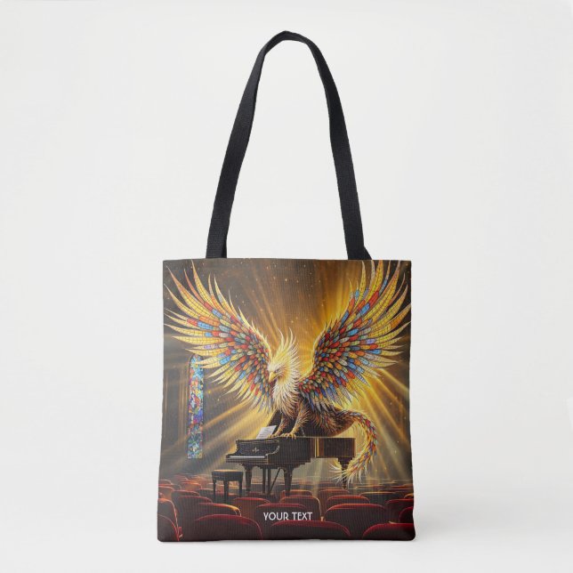 Bolsa Tote Fantasy Cute Griffon Tocando Piano (Frente)
