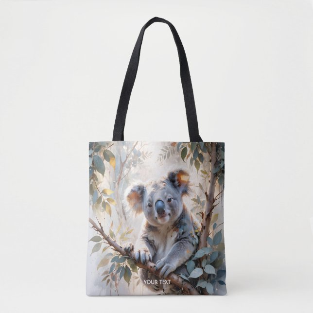 Bolsa Tote Fantasy Cute Koala Tree Watercolor (Frente)