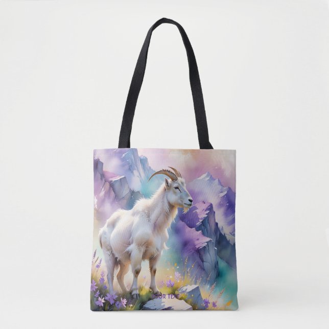 Bolsa Tote Fantasy Cute Mountain Goat Meadow (Frente)