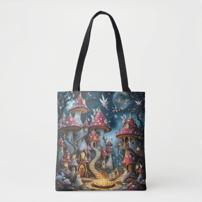 Bolsa Tote Fantasy Cute Mushroom Forest Reino (Frente)