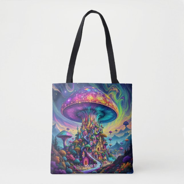 Bolsa Tote Fantasy Cute Mushroom Rainbow Skies (Frente)