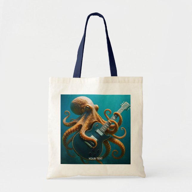 Bolsa Tote Fantasy Cute Octopus Tocando Violão (Frente)