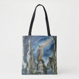 Bolsa Tote Fantasy Cute Owl Old Ruins