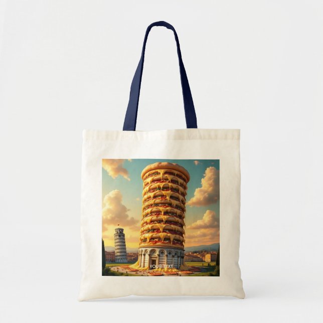 Bolsa Tote Fantasy Cute Pisa Tower Pizza (Frente)