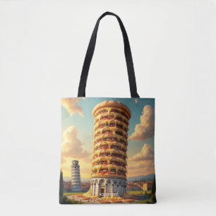 Bolsa Tote Fantasy Cute Pisa Tower Pizza