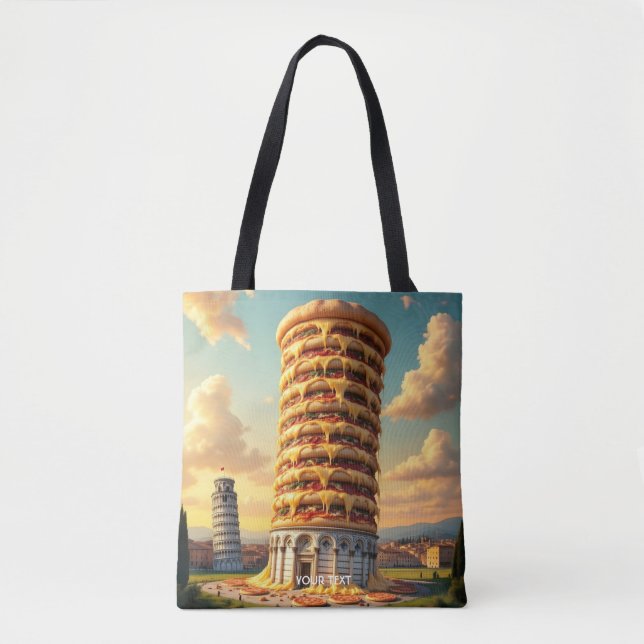 Bolsa Tote Fantasy Cute Pisa Tower Pizza (Frente)