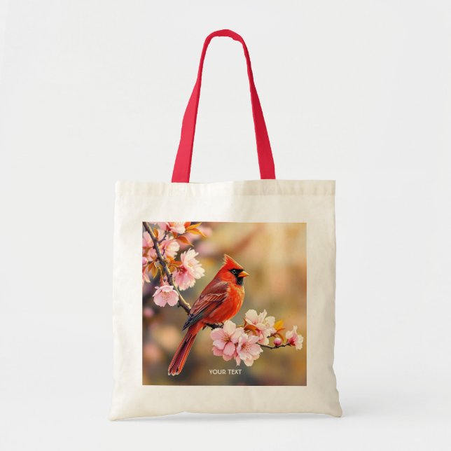 Bolsa Tote Fantasy Cute Red Bird Cherry (Frente)