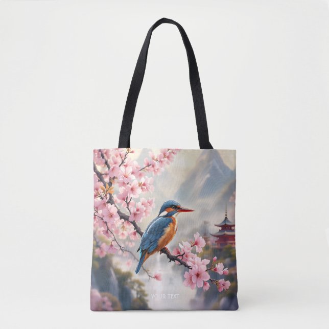 Bolsa Tote Fantasy Cute Sakura Bird Blue (Frente)