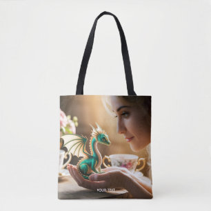 Bolsa Tote Fantasy Cute Tiny Dragon Iridescente