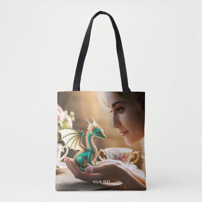 Bolsa Tote Fantasy Cute Tiny Dragon Iridescente (Frente)