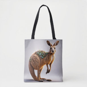 Bolsa Tote Fantasy Cute Vivid Kangaroo Portrait Flowers