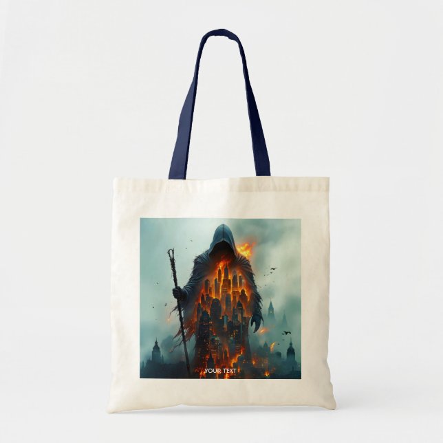 Bolsa Tote Fantasy Cute Wizard Fire City (Frente)