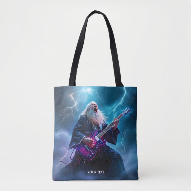 Bolsa Tote Fantasy Cute Wizard Tocando Violão (Frente)