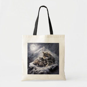 Bolsa Tote Fantasy Cute Wolf Family Winter